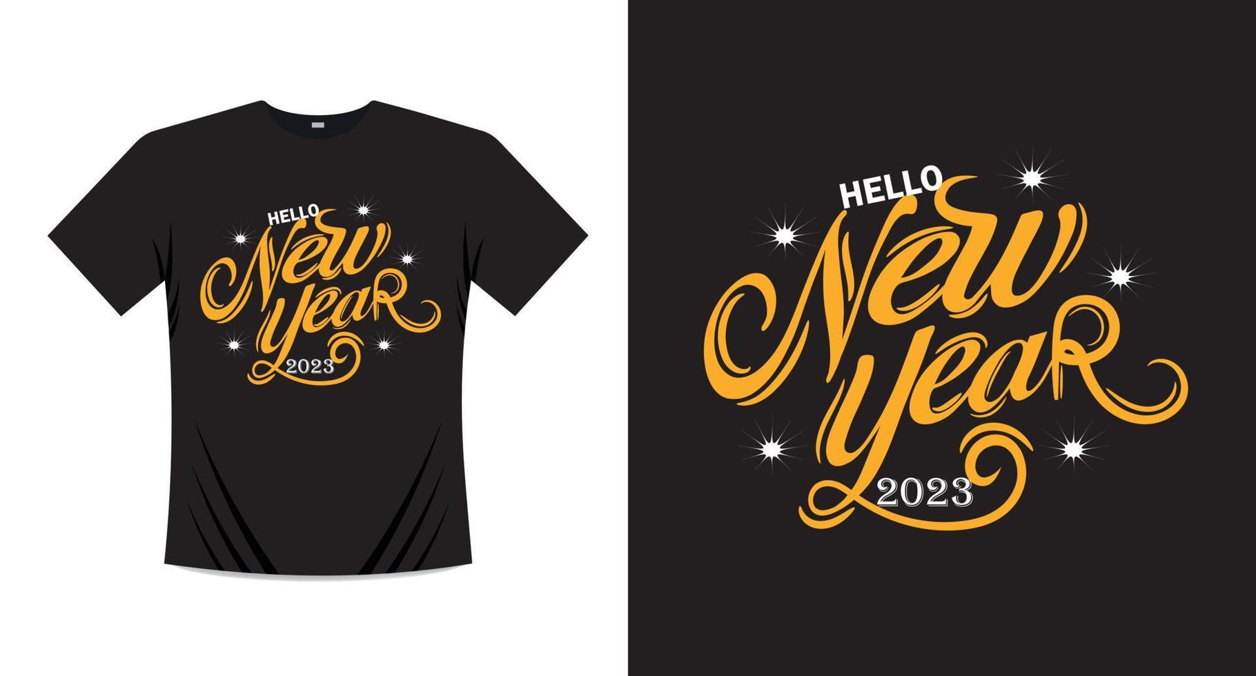 Lycklig ny år t-shirt skriva ut design vektor
