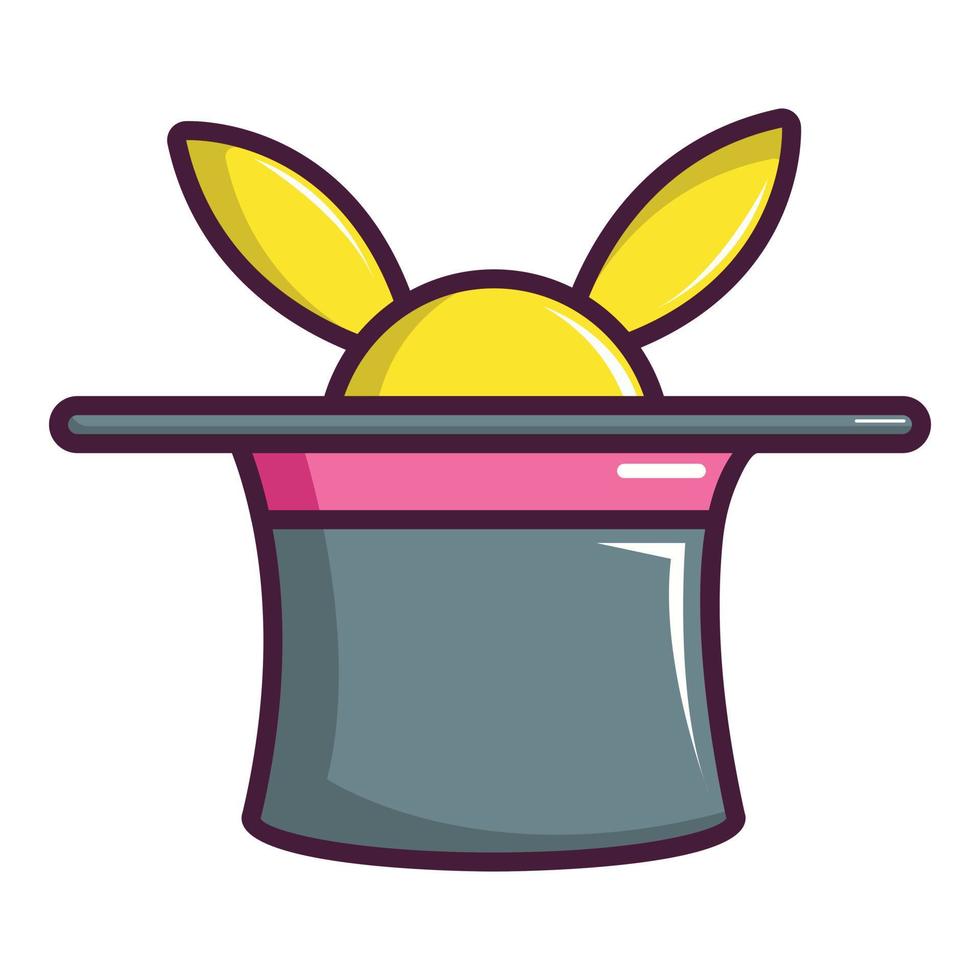 Zauberhut mit Kaninchen-Symbol, Cartoon-Stil vektor