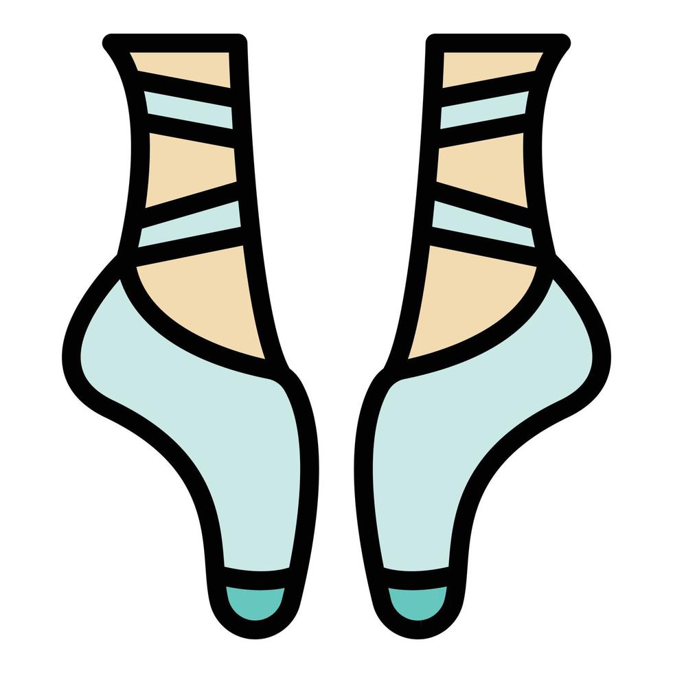 ballerina fötter ikon Färg översikt vektor