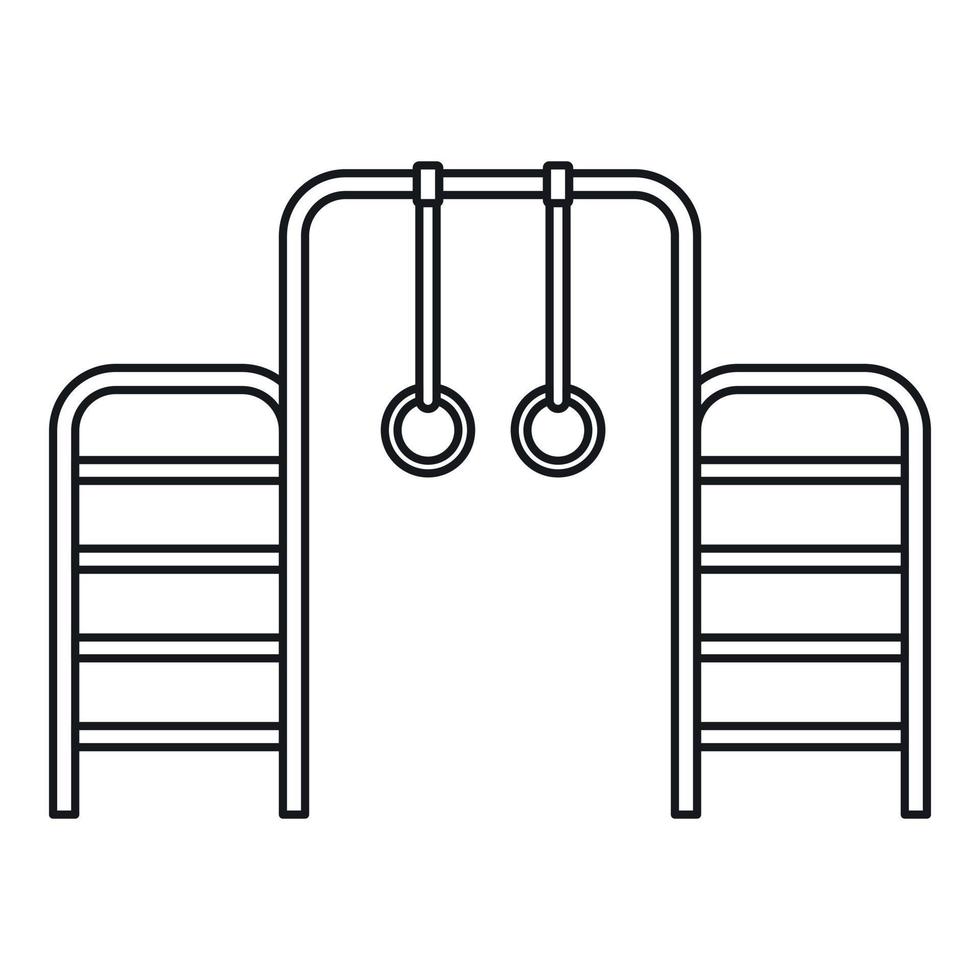 gymnastik ringar och stege ikon, översikt stil vektor