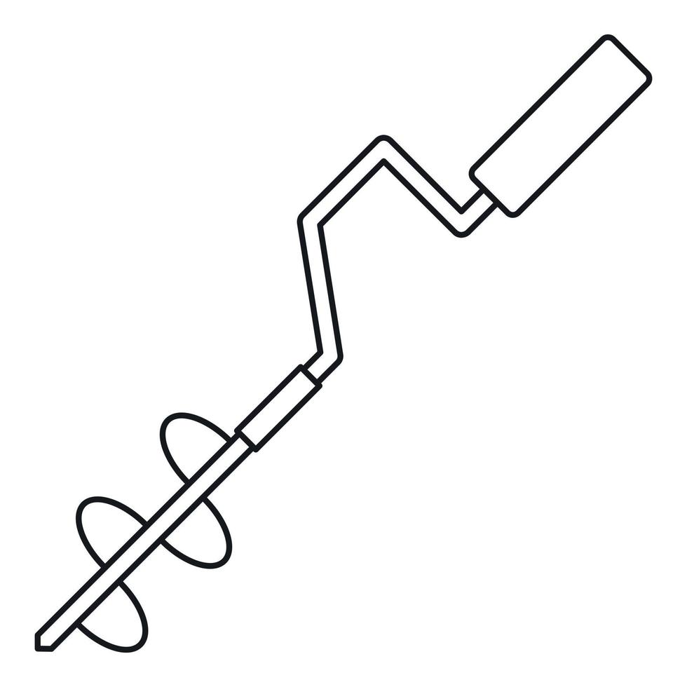 Eisbohrer-Symbol für Handangeln, Umrissstil vektor