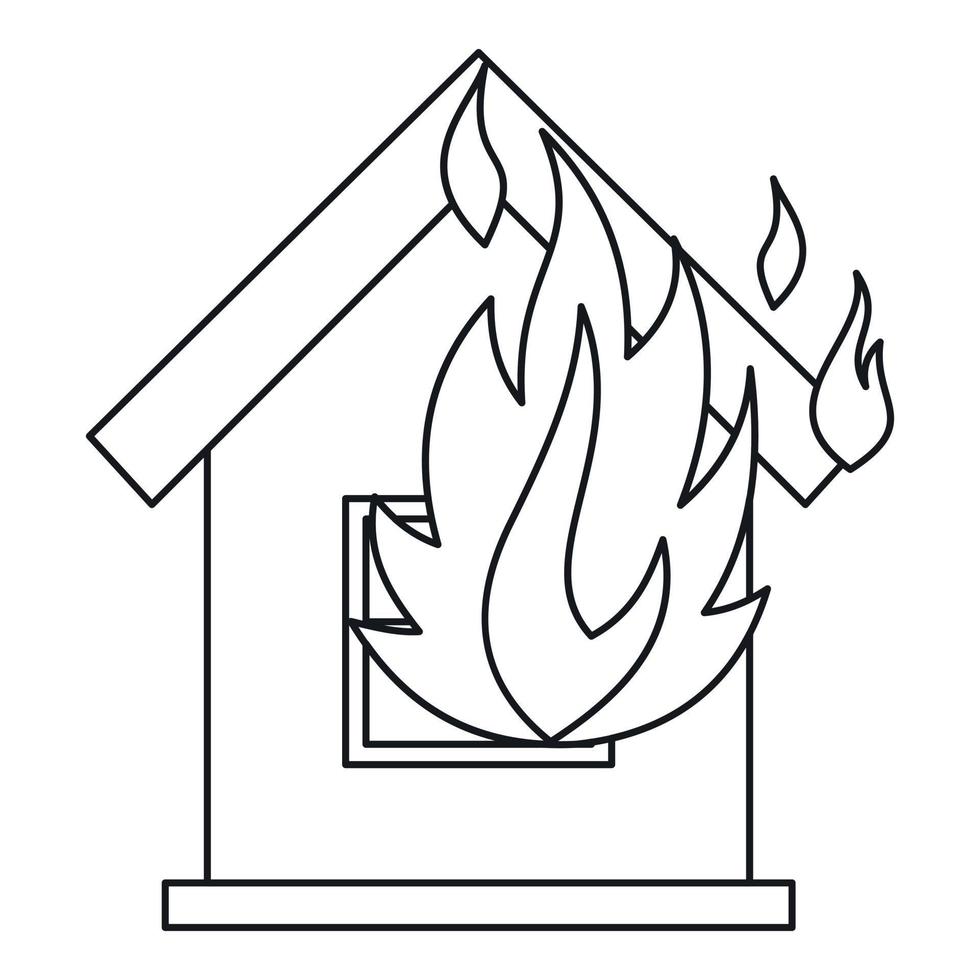 Symbol für Haus in Brand, Umrissstil vektor