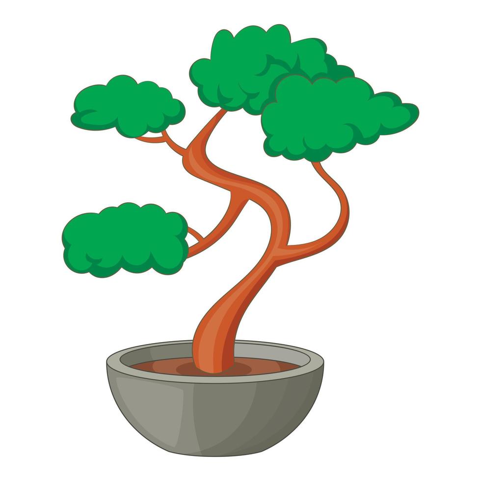 bonsai träd ikon, tecknad serie stil vektor