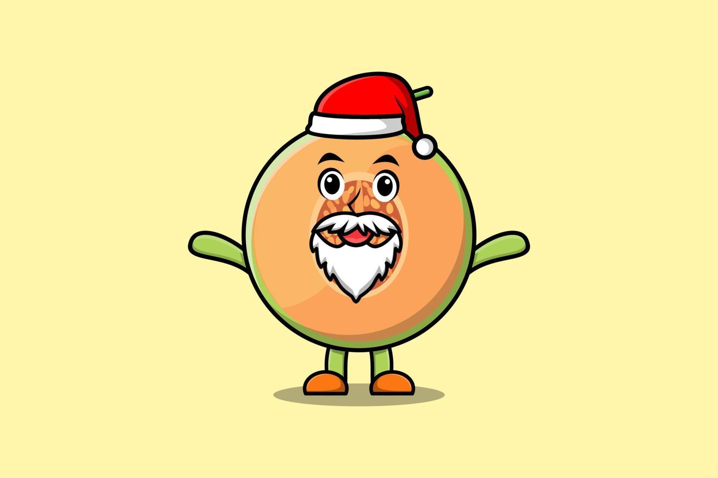 süßer karikaturmaskottchen melone weihnachtsmann charakter vektor