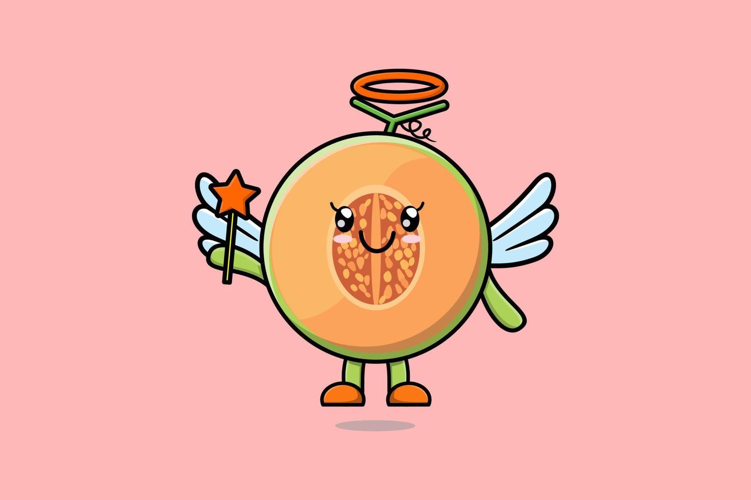 söt tecknad serie melon karaktär i de form av fe- vektor