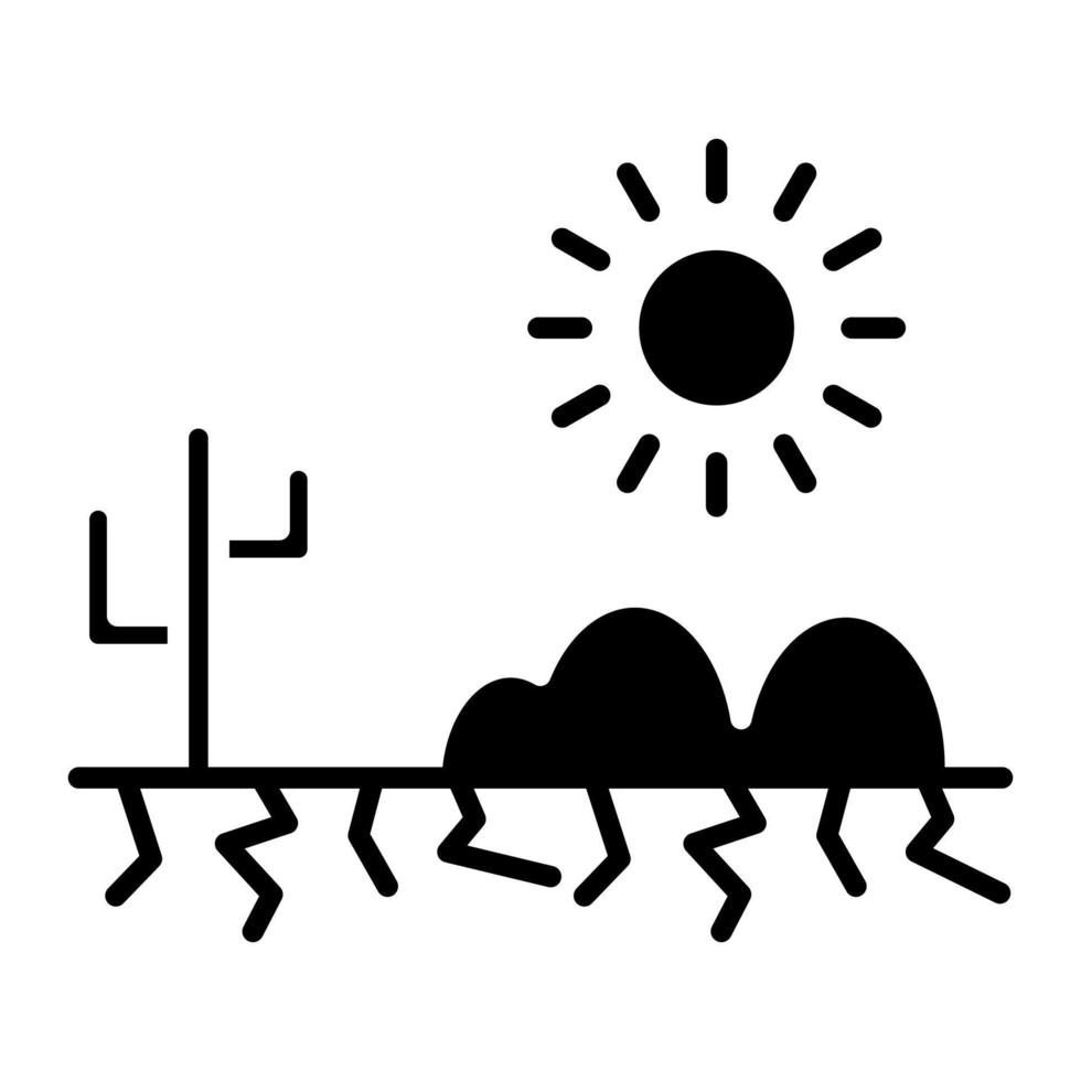Glyph-Symbol für heißes Wetter in der Wüste vektor