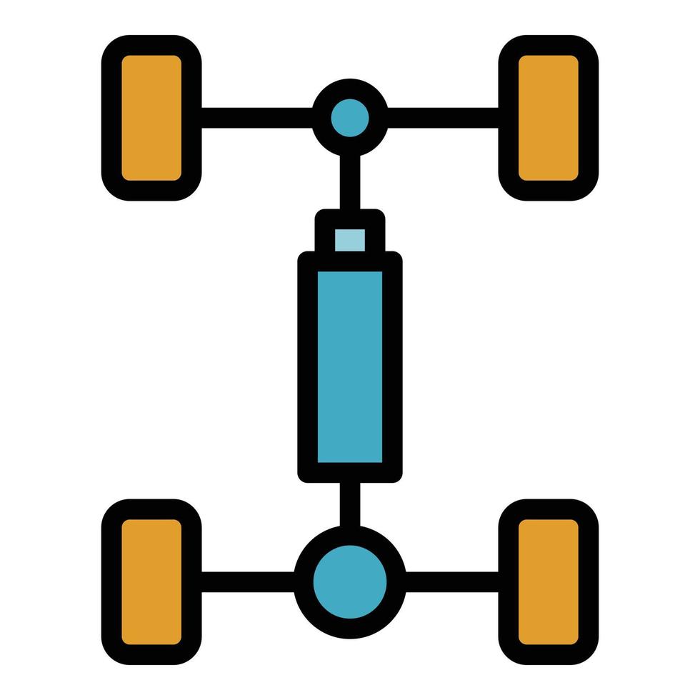 bil axlar ikon Färg översikt vektor