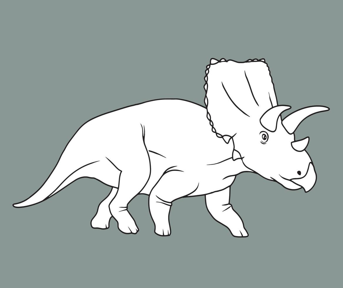 redigerbar vektor hand teckning illustration av triceratops. barn färg sida och färg bok