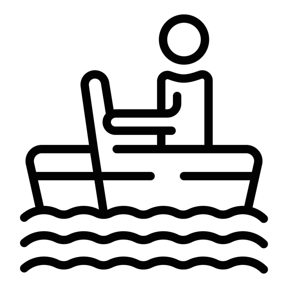 hav trä båt ikon översikt vektor. säkerhet vatten vektor