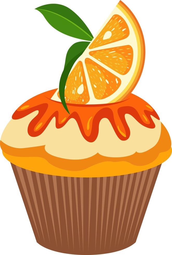 gott muffin av orange isolerat på vit vektor