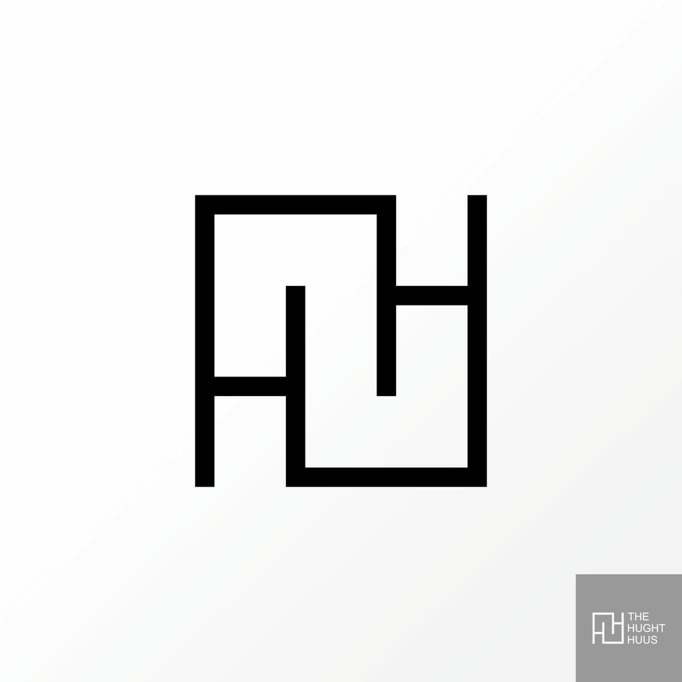 einzigartiger Buchstabe oder Wort hh oder doppeltes h serifenlose Linienschrift wie Fensterornament Bild Grafik Symbol Logo Design abstraktes Konzept Vektor Stock. kann als Symbol für Initialen oder Typografie verwendet werden