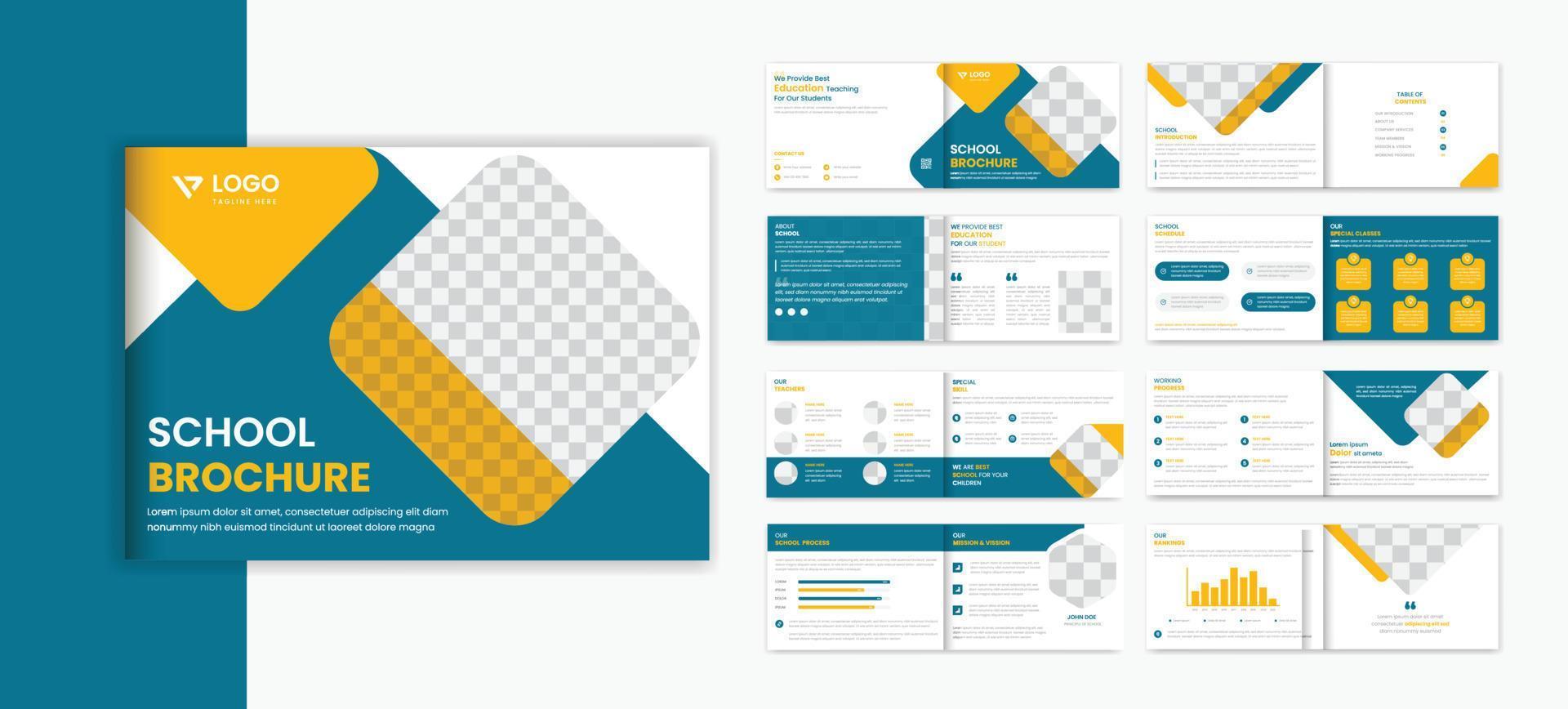 schulzulassungslandschaft 16 seiten broschürendesignvorlage, bildungsbroschürenprospektdesign vektor