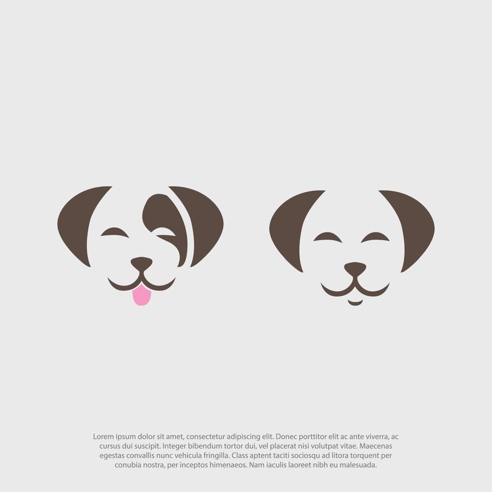 Hundekopf-Symbol. flacher Stil. Cartoon-Hundegesicht. vektorillustration lokalisiert auf weiß. Silhouette einfach. Tier-Logo-Konzept. Logo-Set-Design-Vorlage vektor
