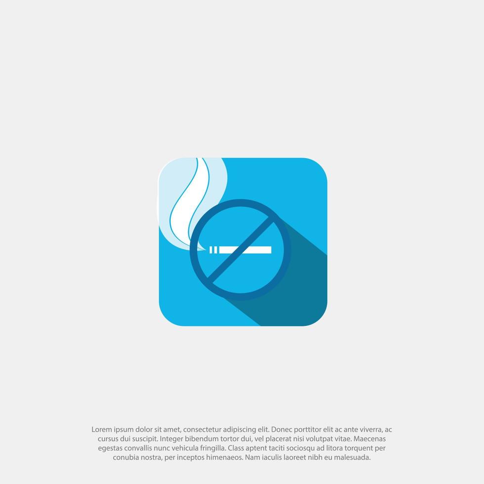 Nej rökning ikon. platt design vektor ikon för app eller logotyp rektangel blå, rök eller rökning