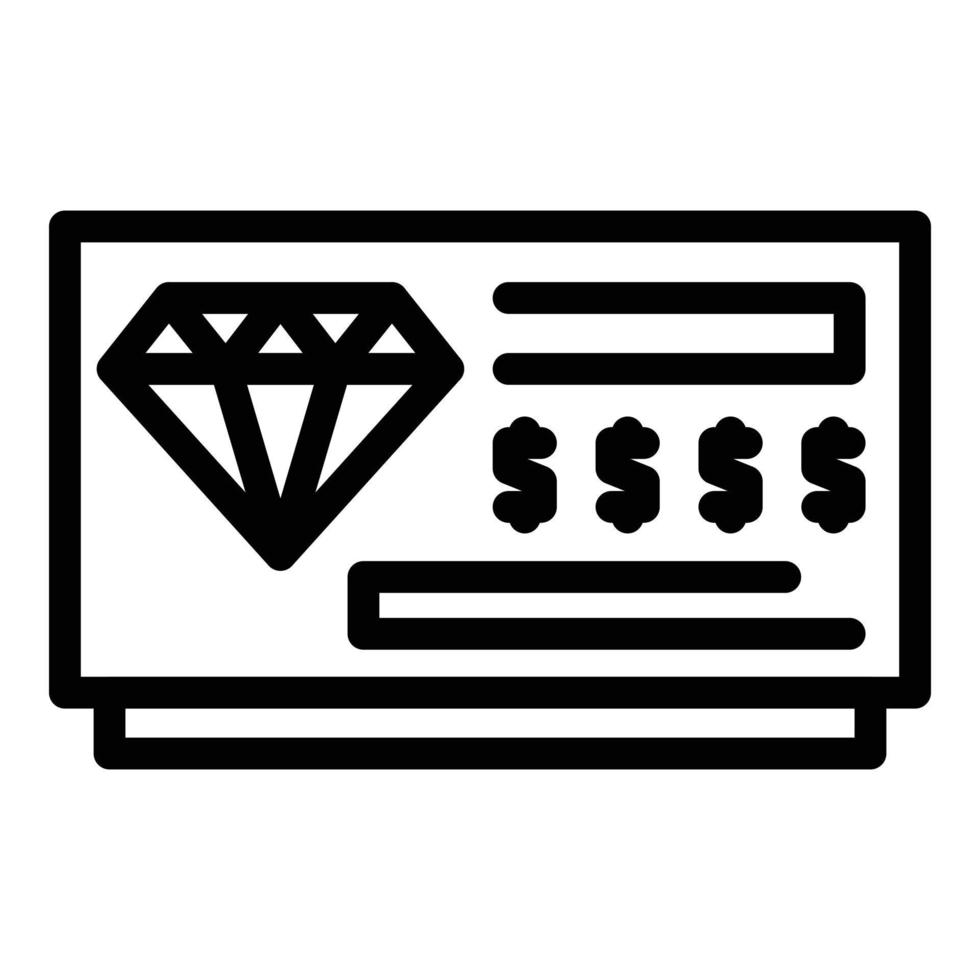 diamant pris- ikon översikt vektor. dra låda vektor