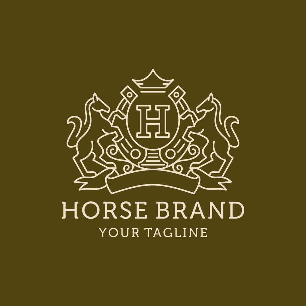 Heraldik-Pferdelinie Kunst-Logo-Design vektor
