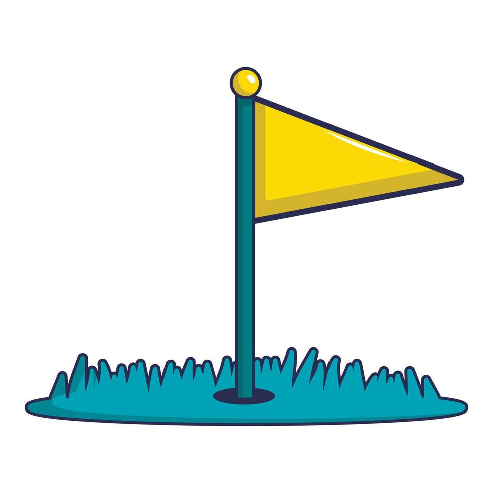 Gelbes Golfflaggensymbol, Cartoon-Stil vektor