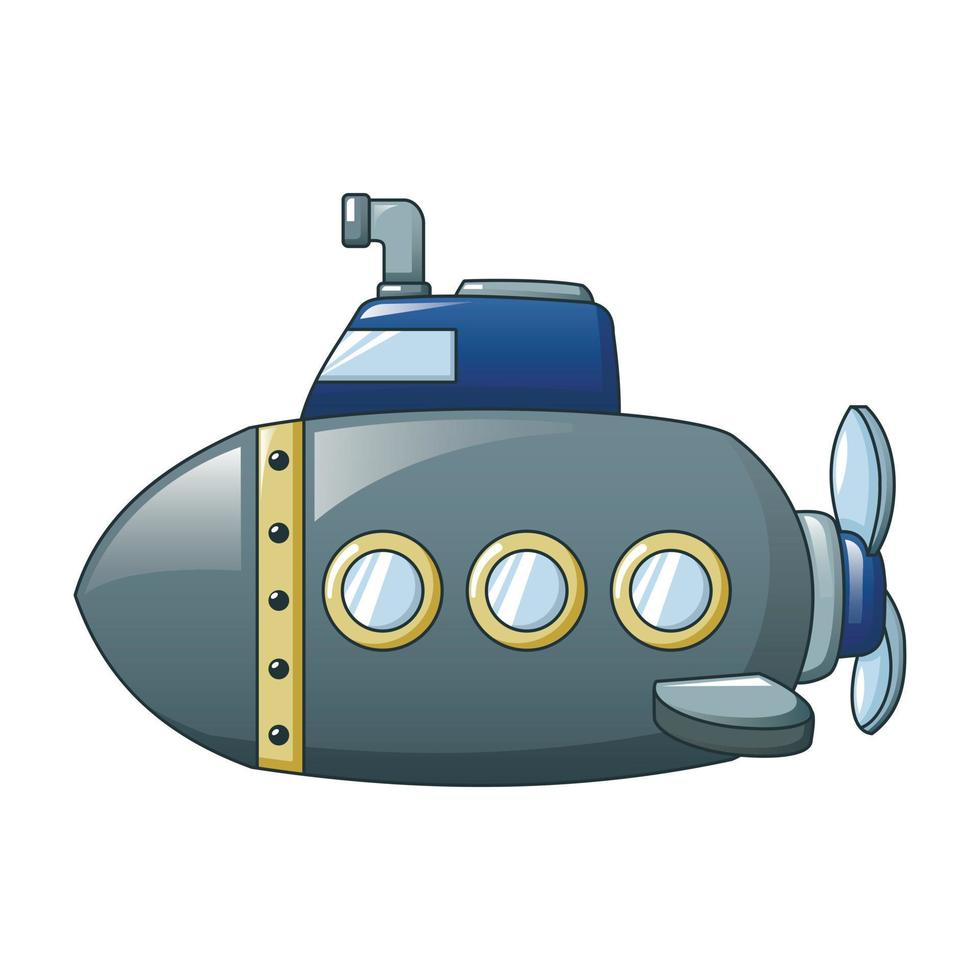 grå u-båt ikon, tecknad serie stil vektor
