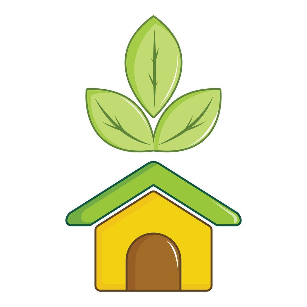 Öko-Haus-Symbol, Cartoon-Stil vektor