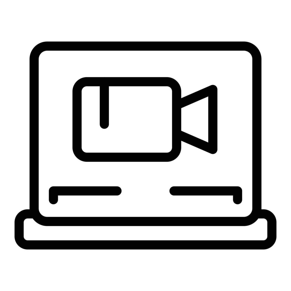 Online-Videoplayer-Symbol-Umrissvektor. computer lernen vektor