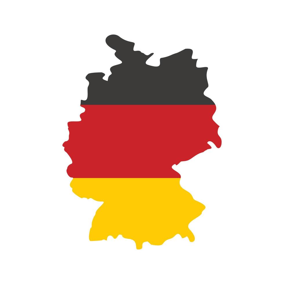 deutschlandkarte mit nationalflaggensymbol, flacher stil vektor