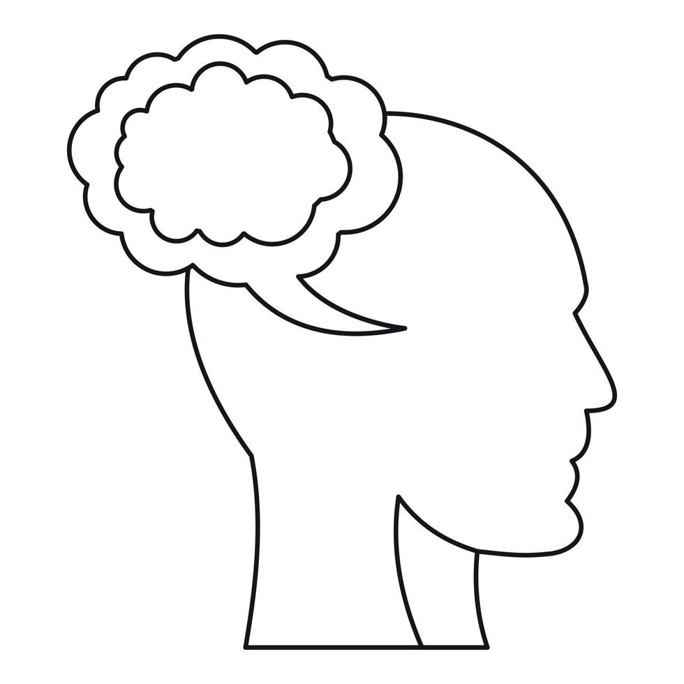 moln och mänsklig huvud ikon, översikt stil vektor