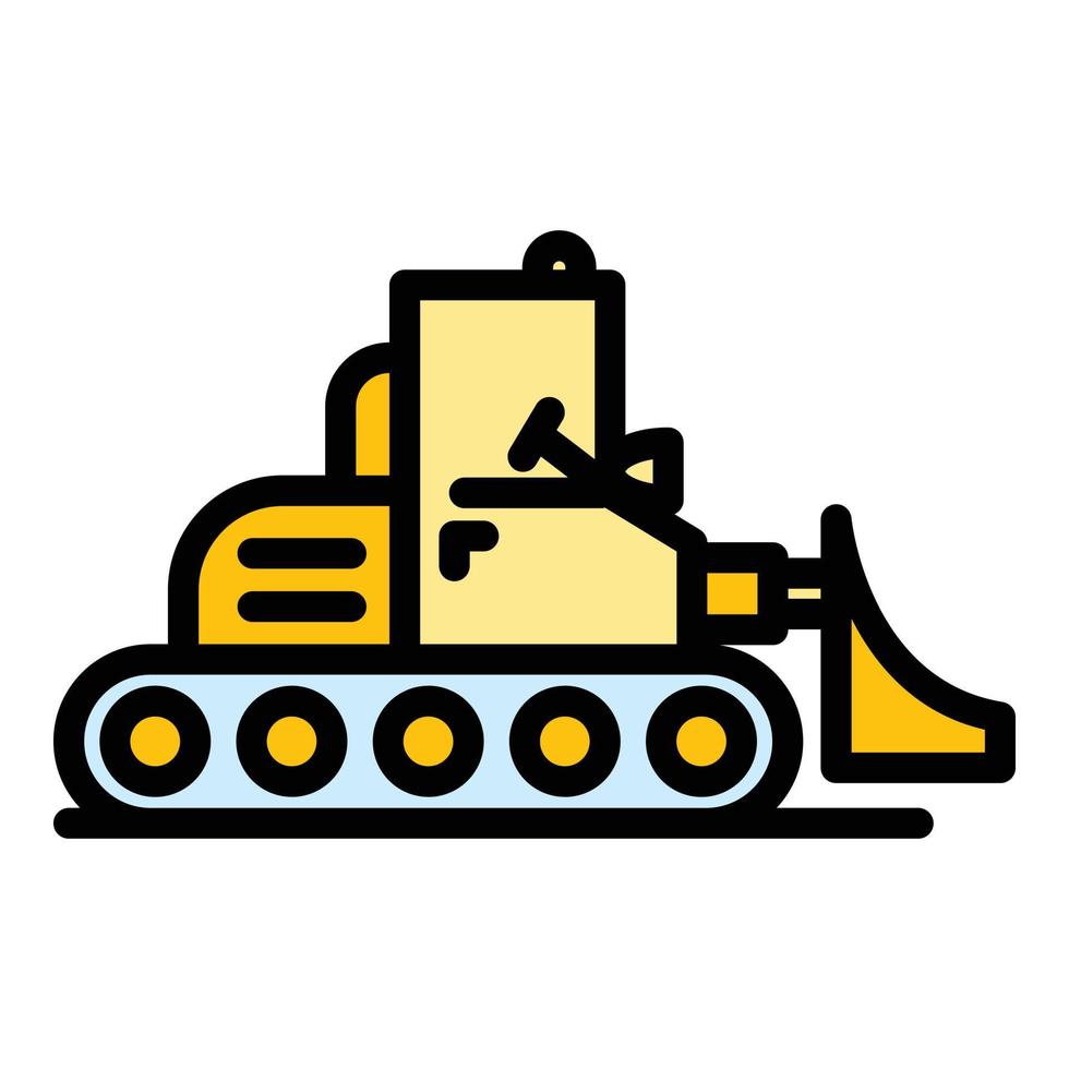 schwerer Bulldozer-Symbol Farbumrissvektor vektor