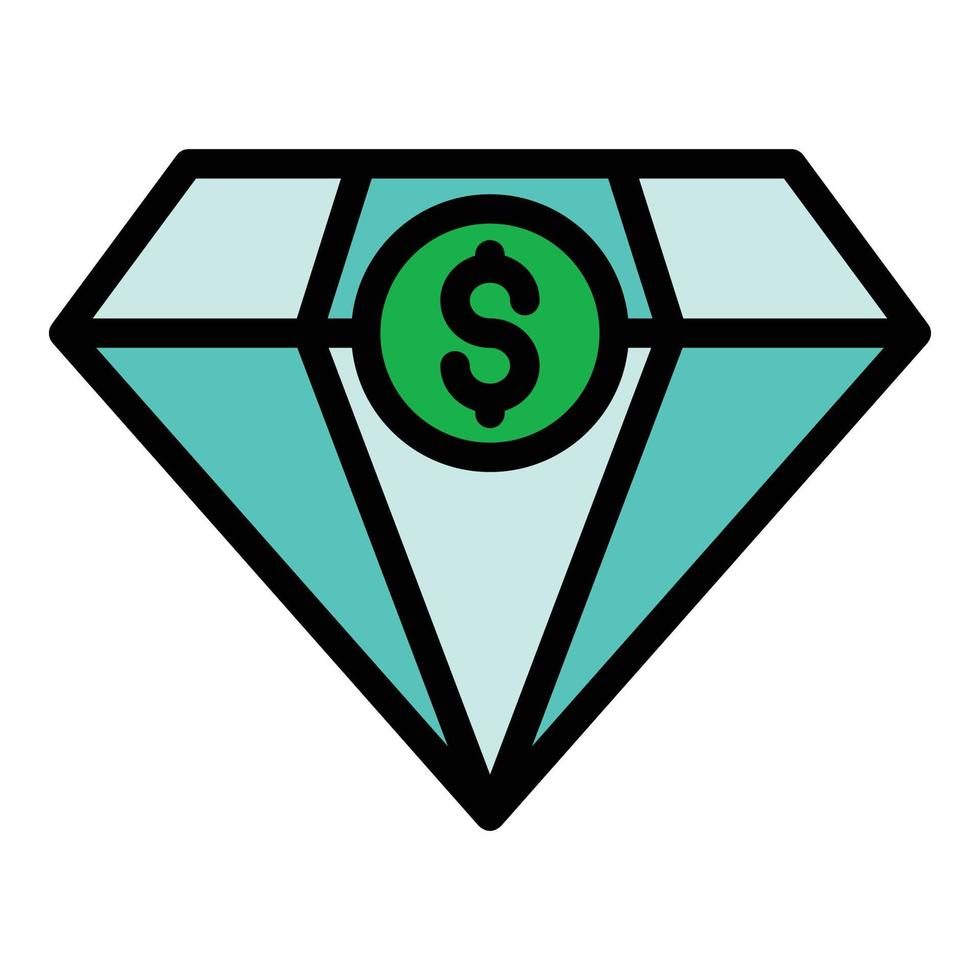 Diamant-Geld-Broker-Symbol Farbumrissvektor vektor