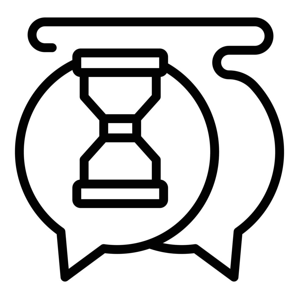 Sanduhr-Chat-Support-Symbol Umrissvektor. Anrufservice vektor