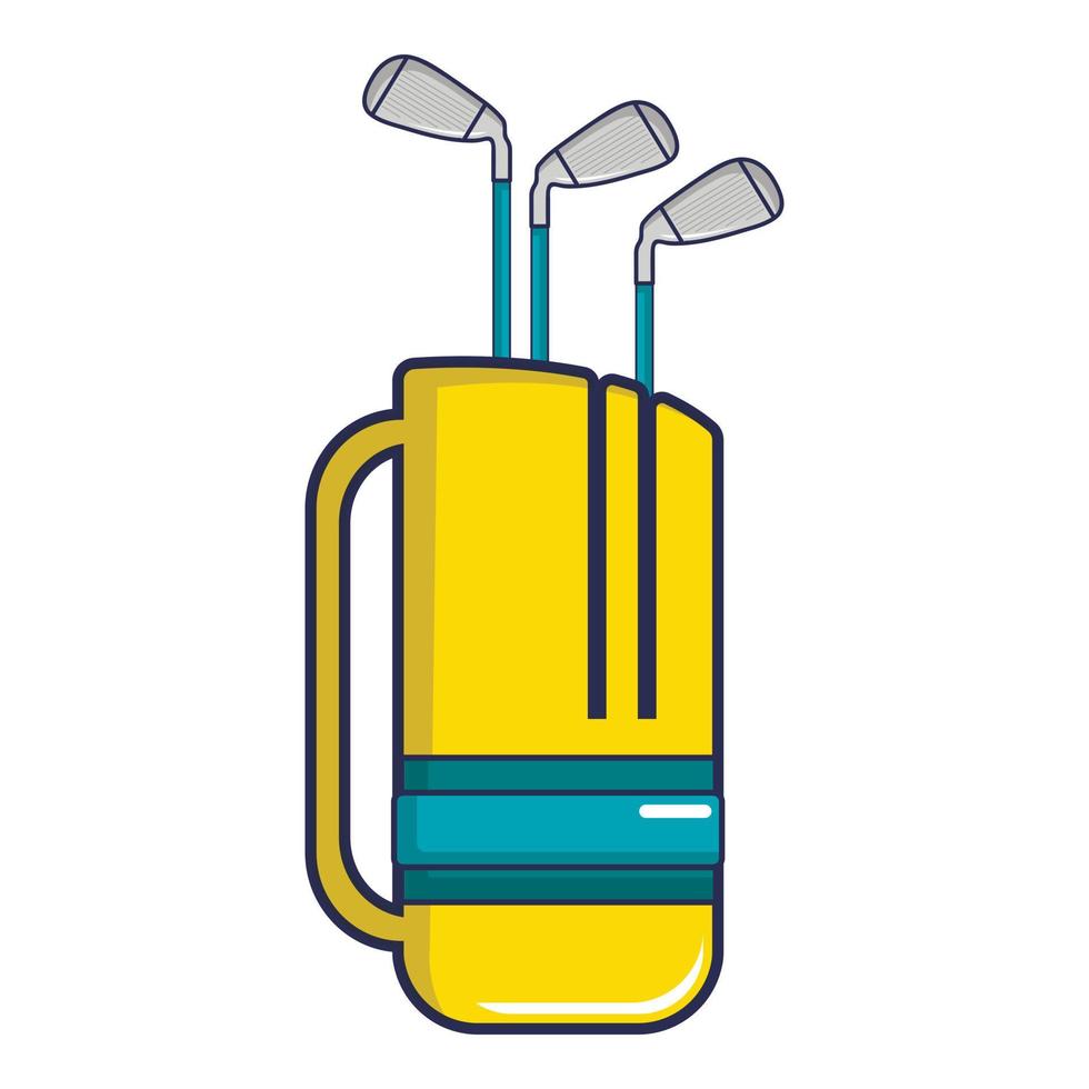 Gelbe Golftasche voller Golfschläger-Symbol vektor