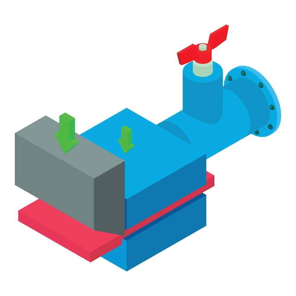 Isometrischer Vektor des Symbols für den Scherprozess. Symbol für automatische hydraulische Pressmaschine