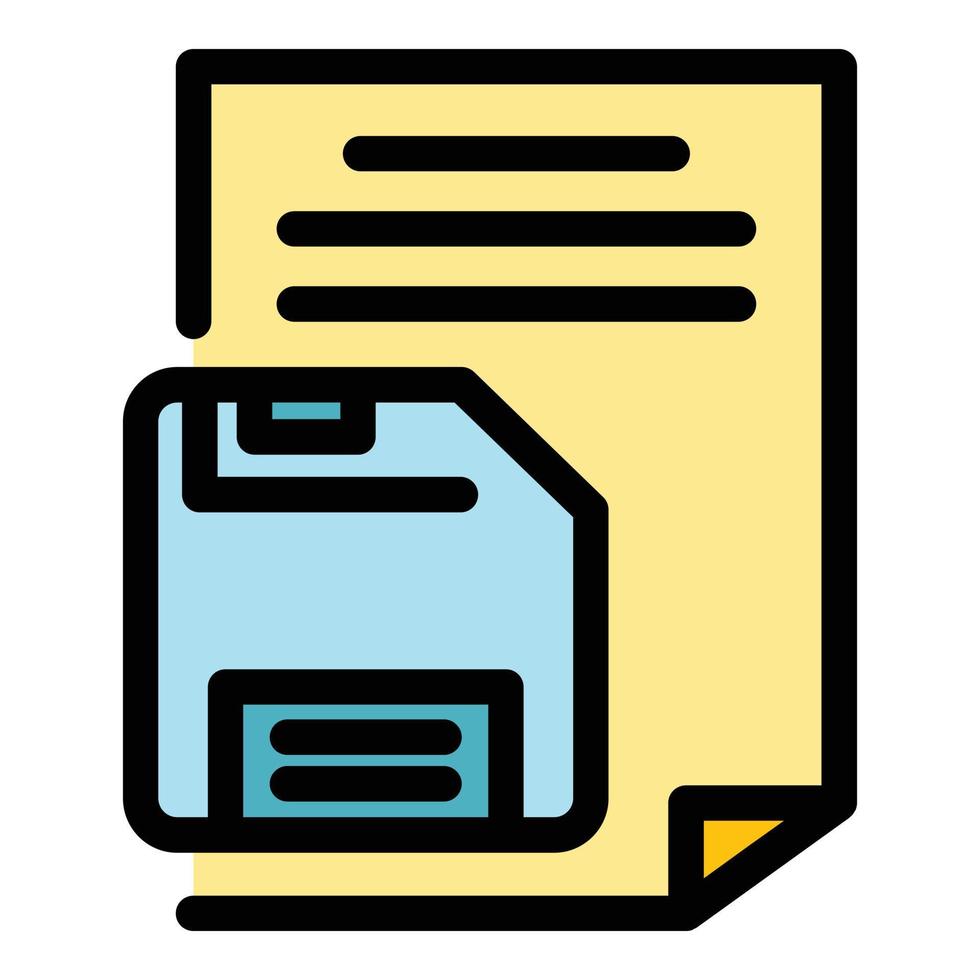 diskett disk papper ikon Färg översikt vektor