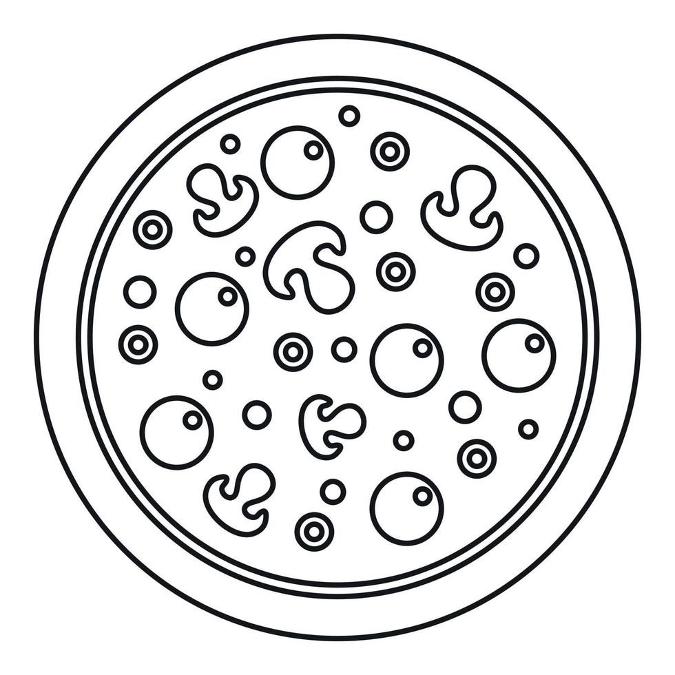 Pizza mit Oliven und Pilzen und Eigelb-Symbol vektor