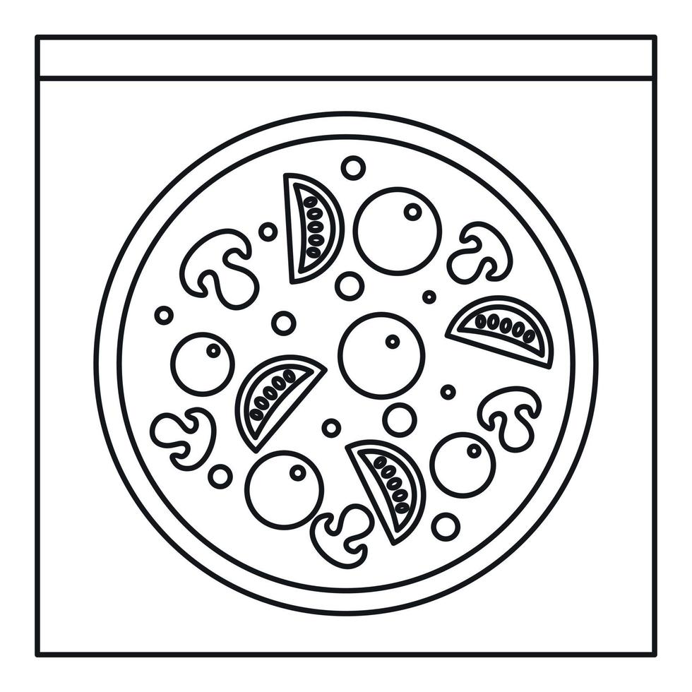pizza med svamp, oliver, tomater ikon vektor