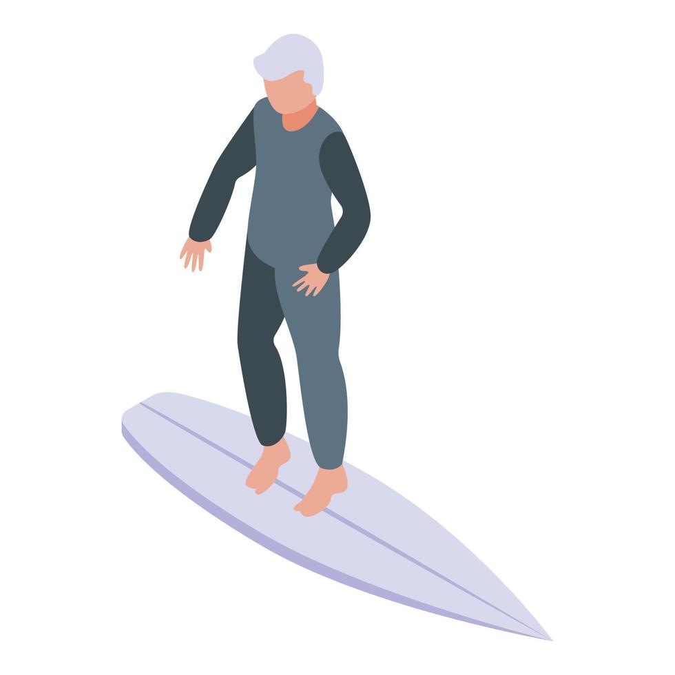 hav surfa pensionering resa ikon isometrisk vektor. gammal människor vektor