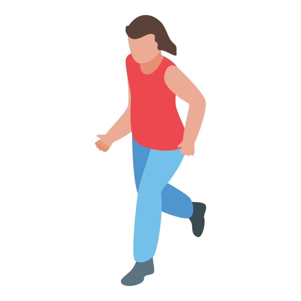 Isometrischer Vektor der laufenden Mädchenikone. Frauensport