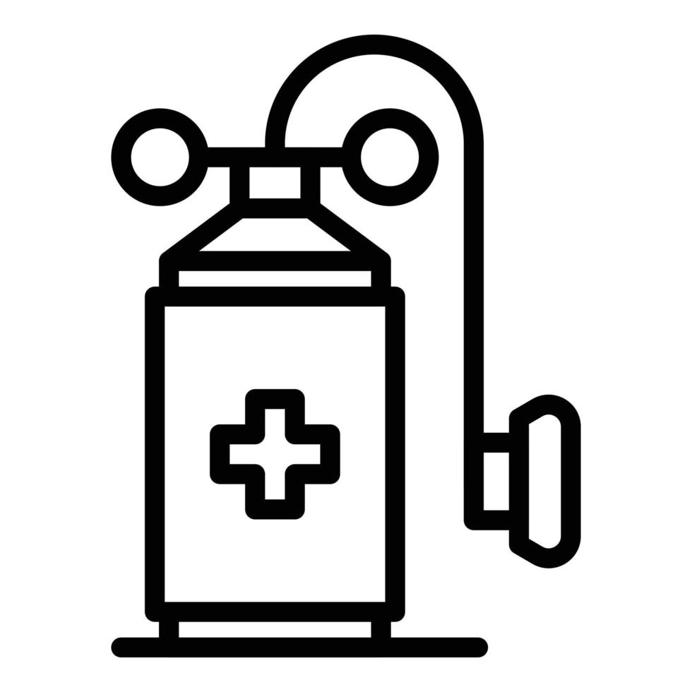 medizinischer Sauerstofftank Symbol Umrissvektor. Konzentrator-Ausrüstung vektor
