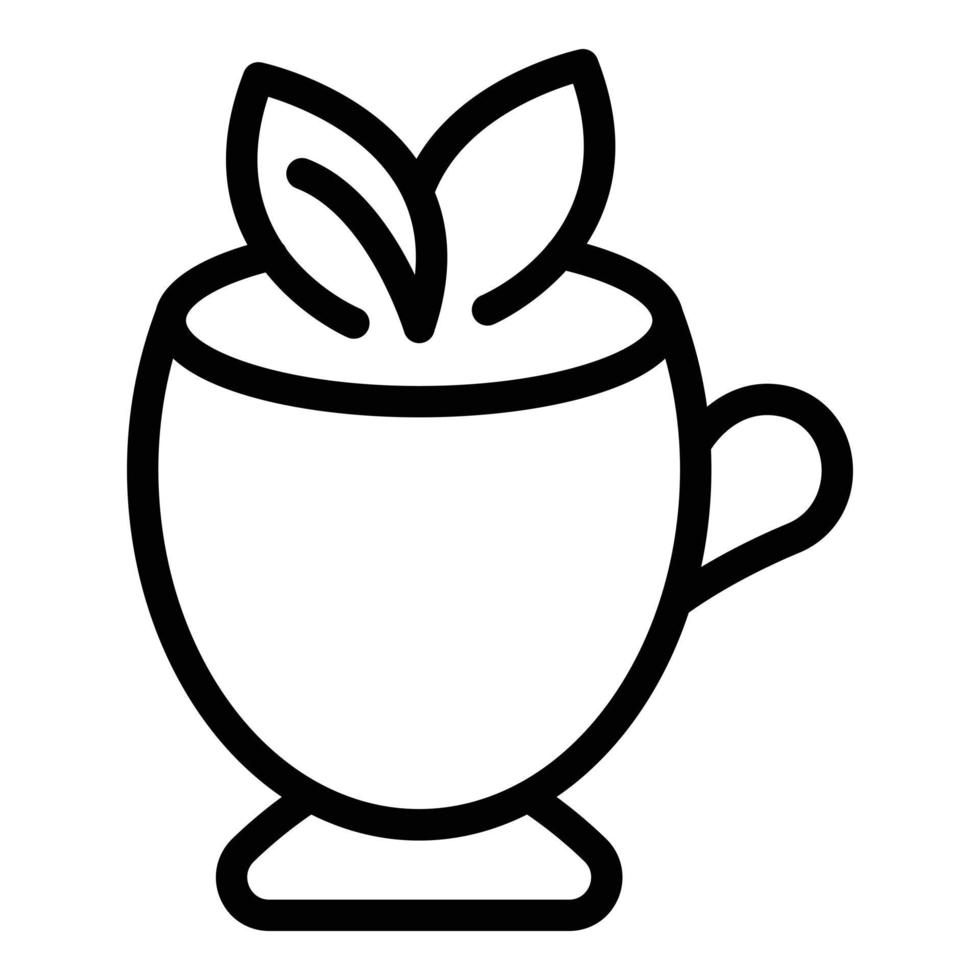 vegane Teetasse Symbol Umrissvektor. Ernährung vektor