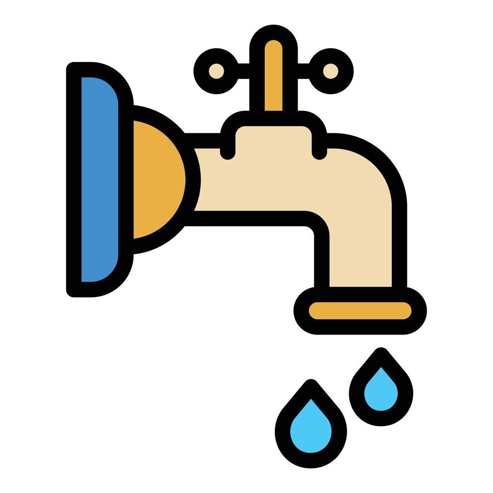 vatten kran toalett ikon Färg översikt vektor