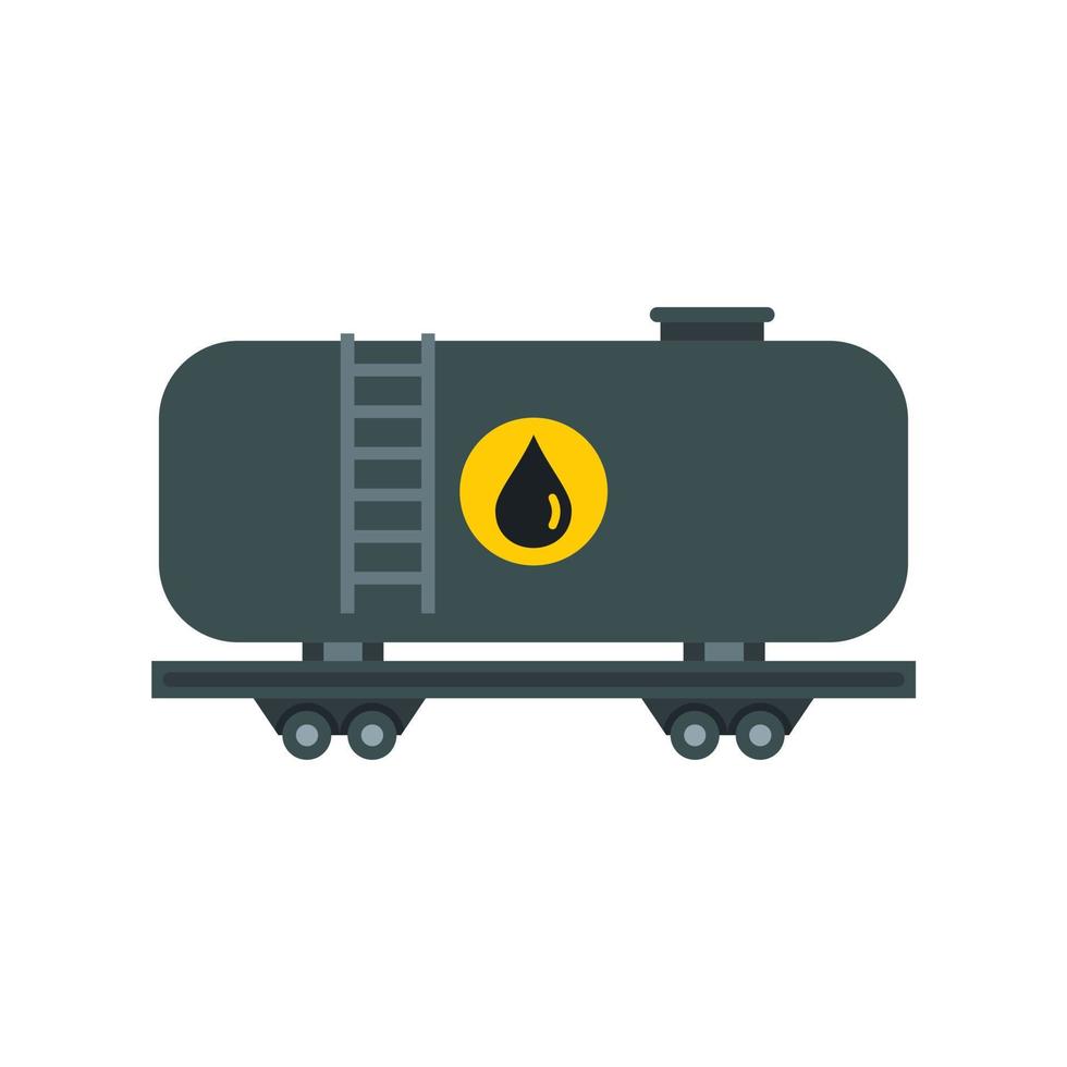 Benzin-Eisenbahn-Tankwagen-Symbol, flacher Stil vektor