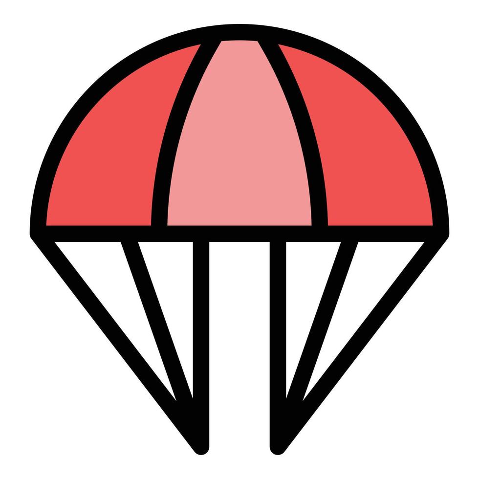 luft fallskärm ikon Färg översikt vektor