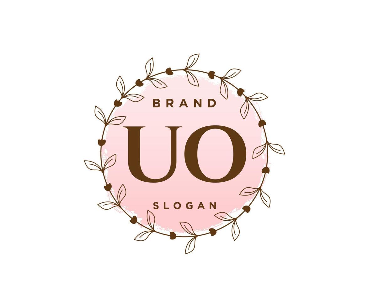första uo feminin logotyp. användbar för natur, salong, spa, kosmetisk och skönhet logotyper. platt vektor logotyp design mall element.