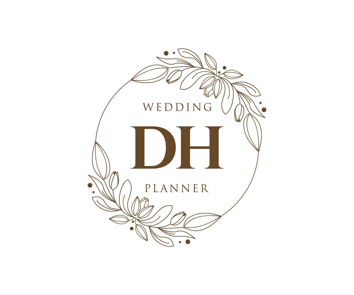 dh initialen brief hochzeitsmonogramm logos sammlung, handgezeichnete moderne minimalistische und florale vorlagen für einladungskarten, save the date, elegante identität für restaurant, boutique, café im vektor