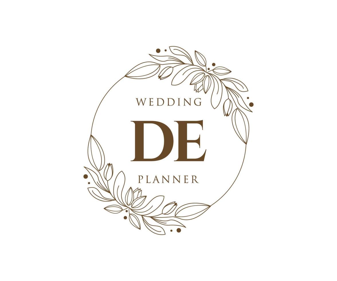 de initials brief hochzeitsmonogramm logos sammlung, handgezeichnete moderne minimalistische und florale vorlagen für einladungskarten, save the date, elegante identität für restaurant, boutique, café im vektor