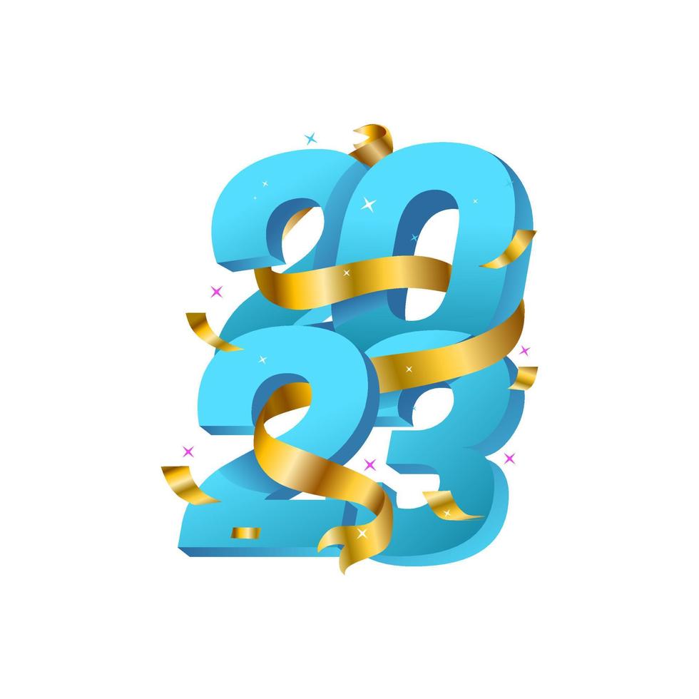 3d guld 2023 ny år logotyp vektor