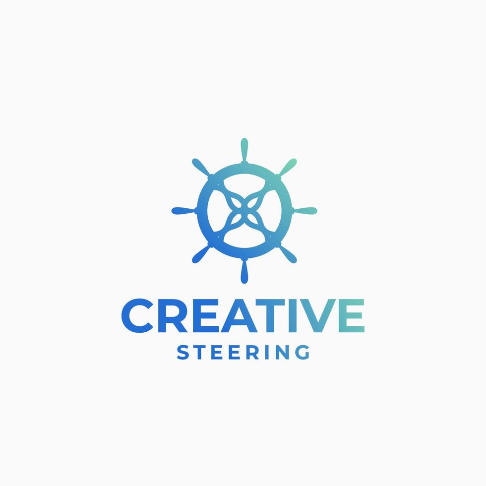 kreativ styrning logotyp, hjul logotyp, marin design, båt logotyp, Yacht design, riktning logotyp begrepp vektor