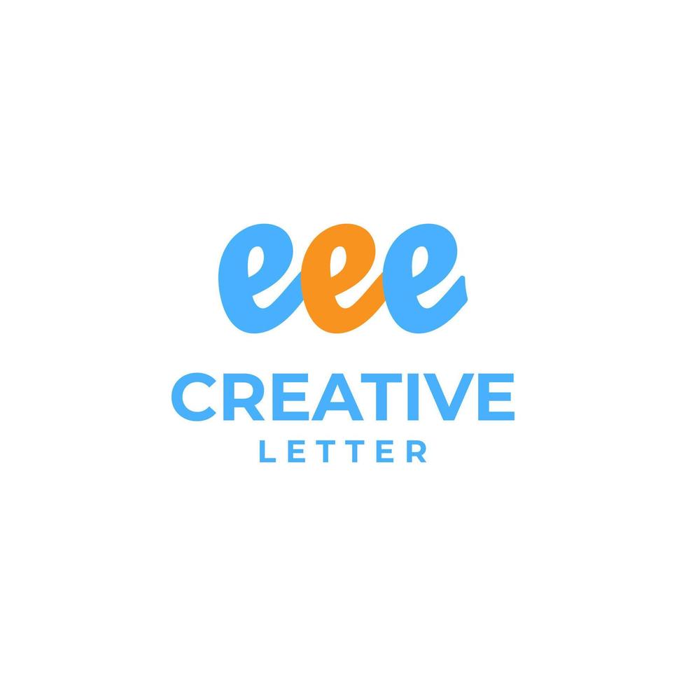 kreativ brev e logotyp, kreativ alfabet logotyp, brev e design begrepp, manus font design, geometrisk alfabet begrepp, runda logotyp vektor