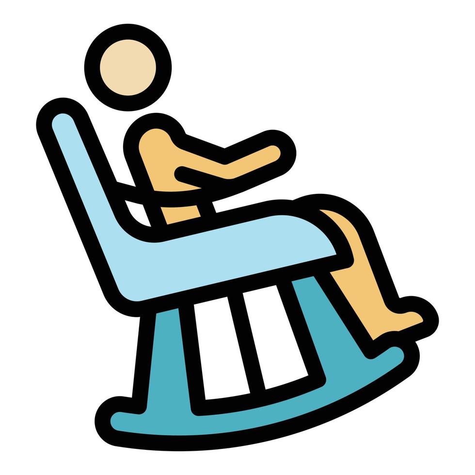 Ruhestand Sessel Symbol Farbe Umriss Vektor