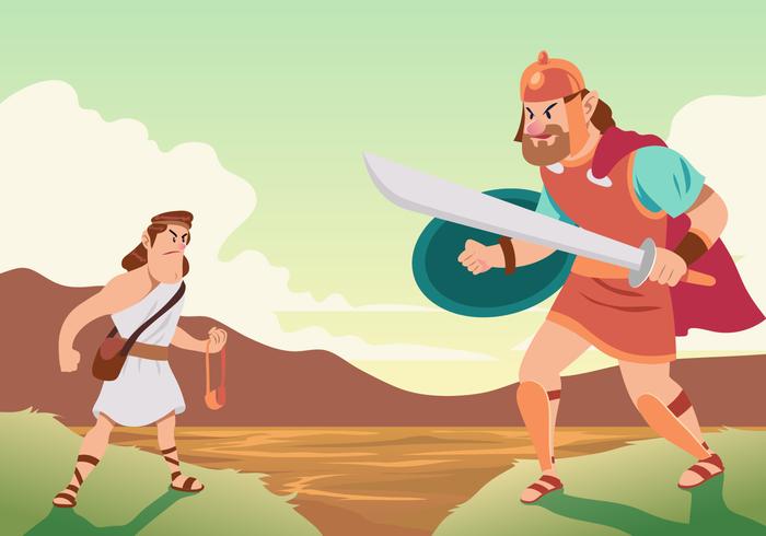 Slaget om David och Goliath vektor