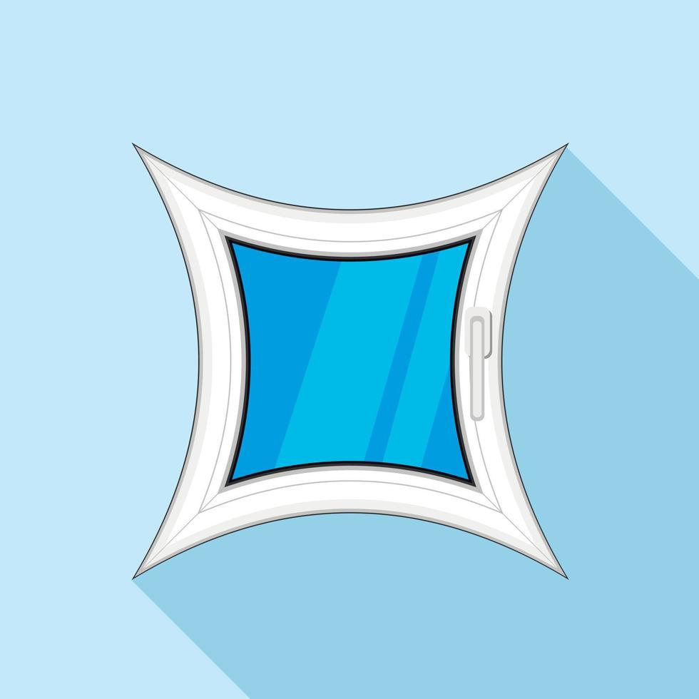 gebogenes quadratisches Plastikfenster-Symbol, flacher Stil vektor